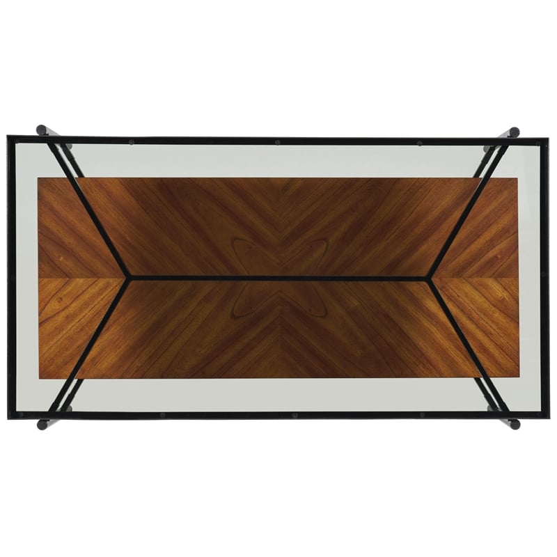 Riverside Furniture Lennox Rectangular Glass Top Coffee Table in Rosewood