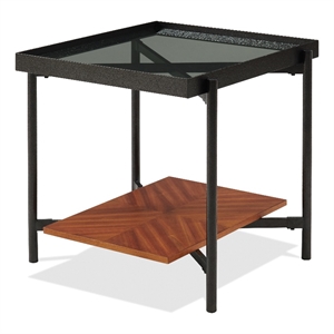 Riverside Furniture Lennox Glass Top Rectangular Side Table in Rosewood