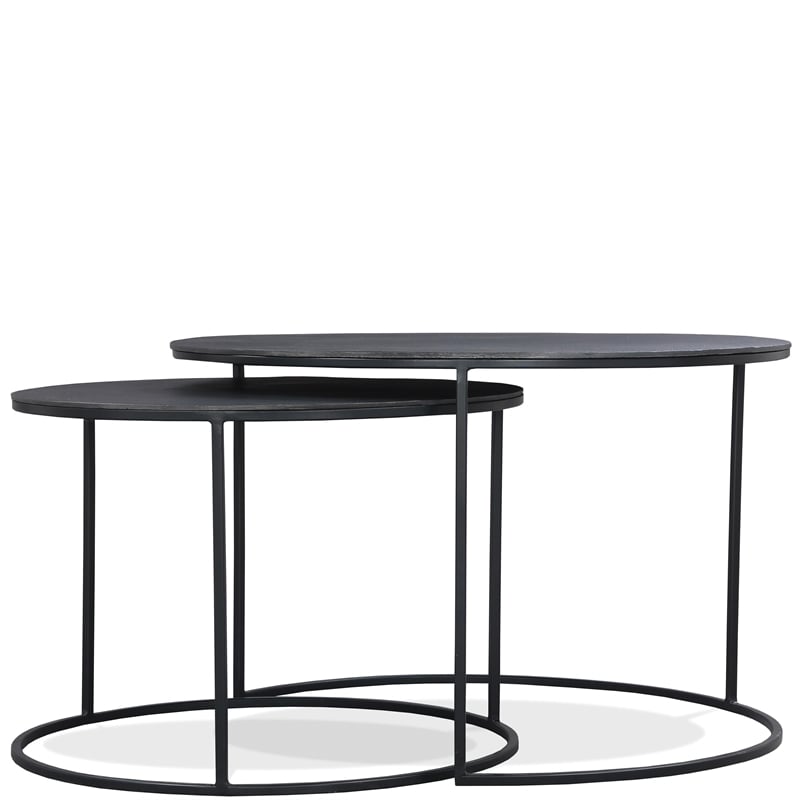 Riverside Furniture Declan Aluminum Round Nesting Coffee Table in Charcoal