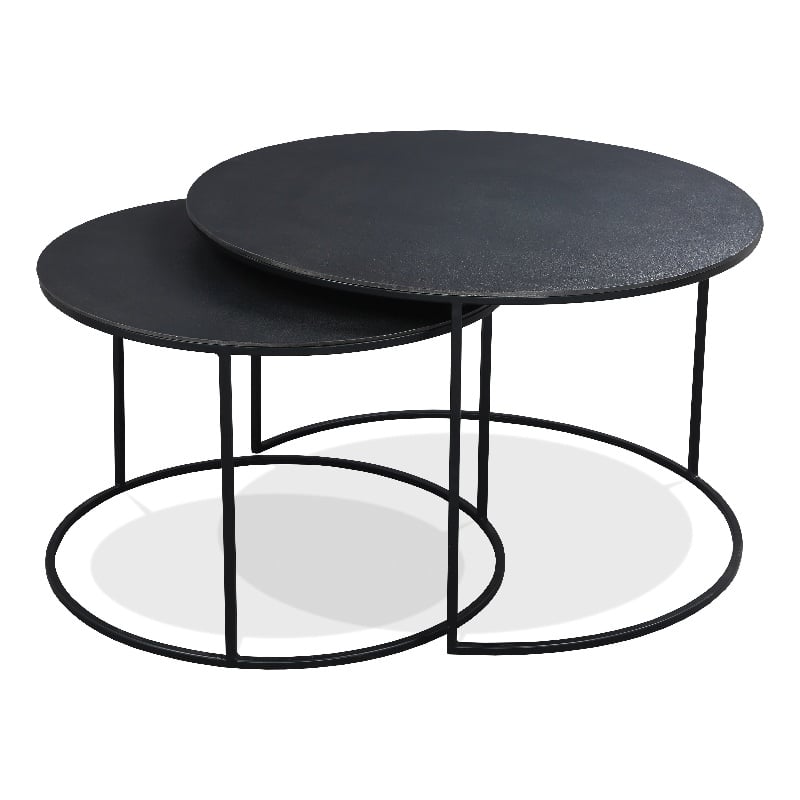 Riverside Furniture Declan Aluminum Round Nesting Coffee Table in Charcoal