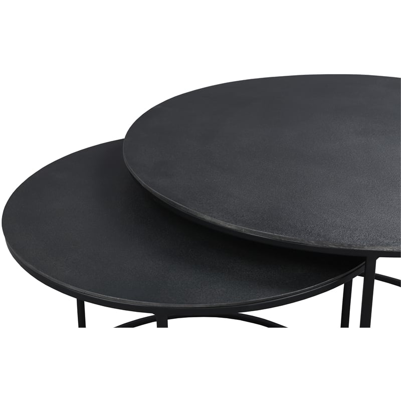 Riverside Furniture Declan Aluminum Round Nesting Coffee Table in Charcoal