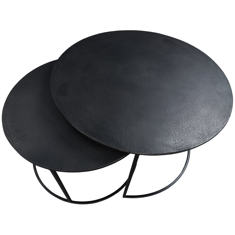 Riverside Furniture Declan Aluminum Round Nesting Coffee Table in Charcoal