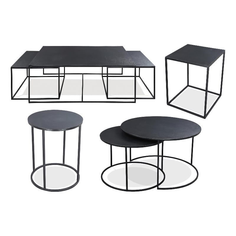 Riverside Furniture Declan Aluminum Round Nesting Coffee Table in Charcoal