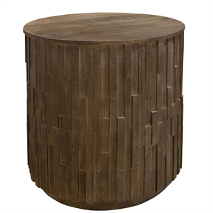 Riverside Furniture Viewpoint Solid Mango Wood Round End Table in Wildwood