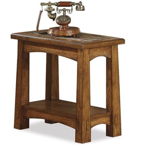 riverside furniture craftsman home wood chairside table in americana oak