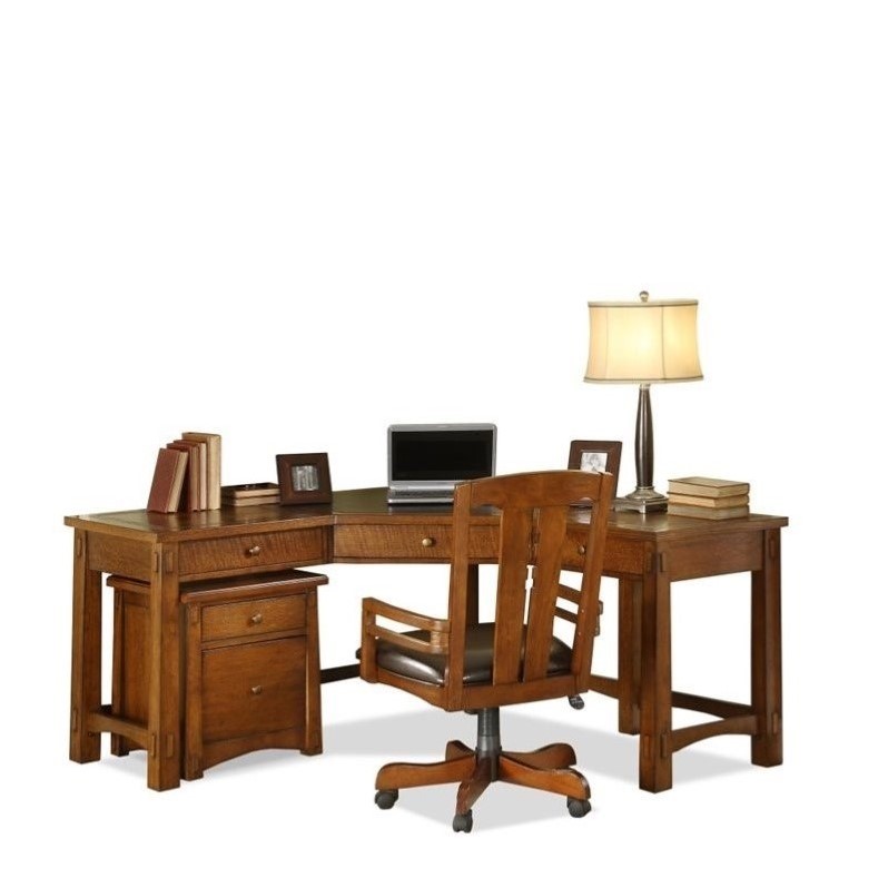 Riverside Furniture Craftsman Home Corner Computer Desk In Oak Riverside Furniture Craftsman Home Corner Computer Desk In Oak