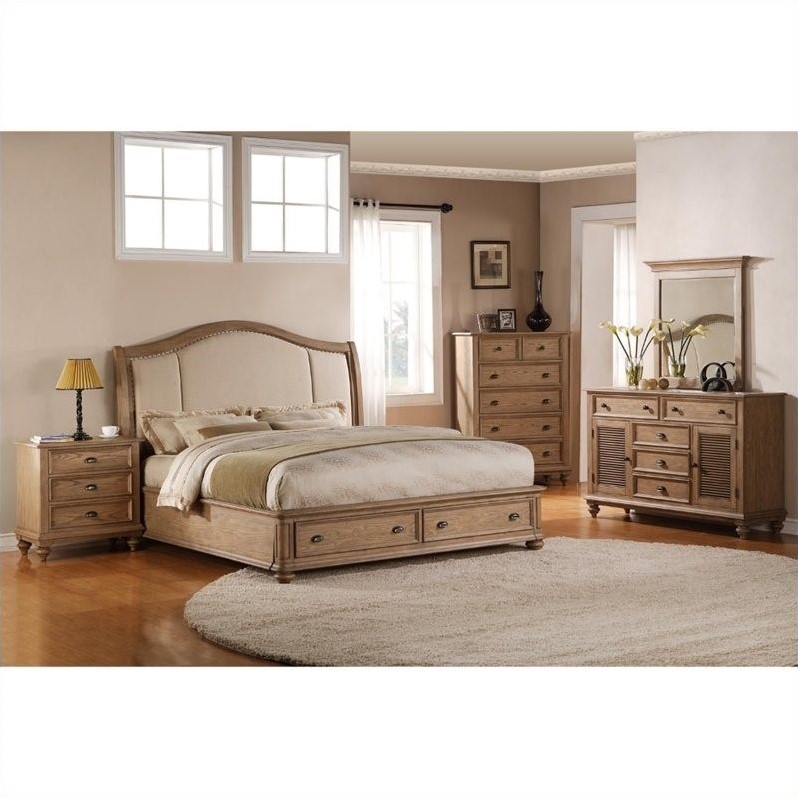 Riverside Furniture Coventry Upholstered Storage Sleigh Bed in ...