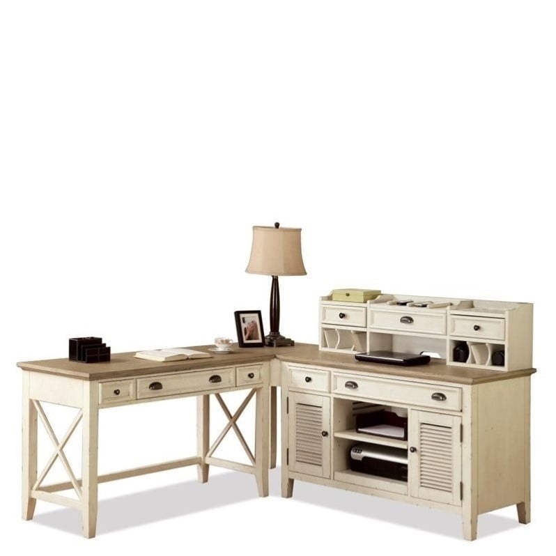 Riverside Furniture Coventry Two Tone Workstation in Dover White