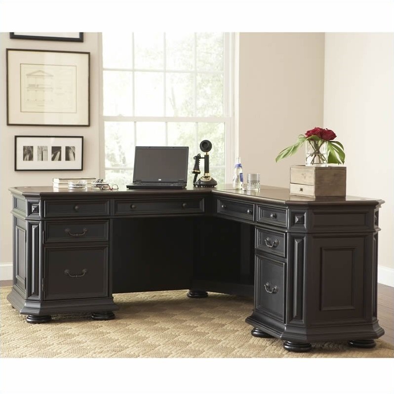 Riverside Furniture Allegro L Shaped Computer Desk in Black - 44728