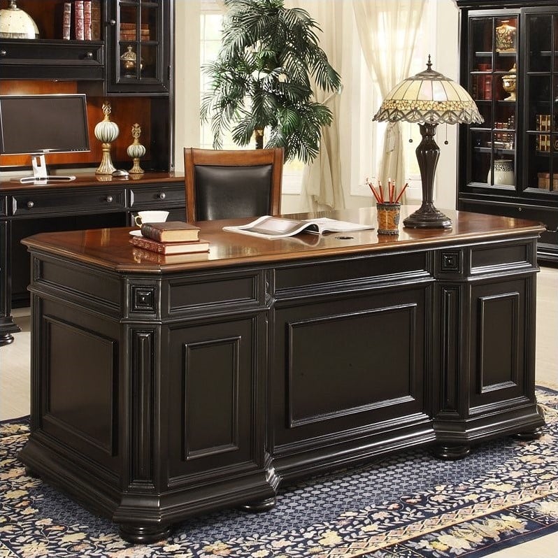 Riverside Furniture Allegro Executive Desk in Rubbed Black - 44732