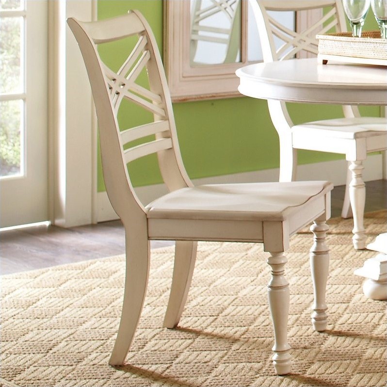 River Furniture Placid Cove X-Back Dining Chair in Honeysuckle White ...