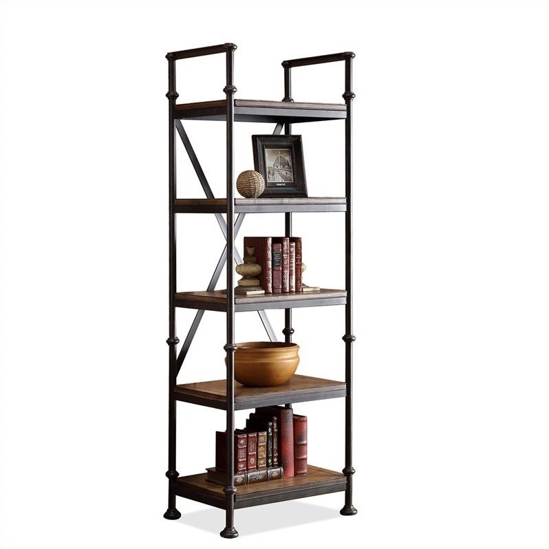 Riverside Furniture Camden Town Etagere Bookcase in Hampton Road Ash