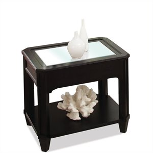 riverside furniture farrington glass top rectangular end table in black forrest birch