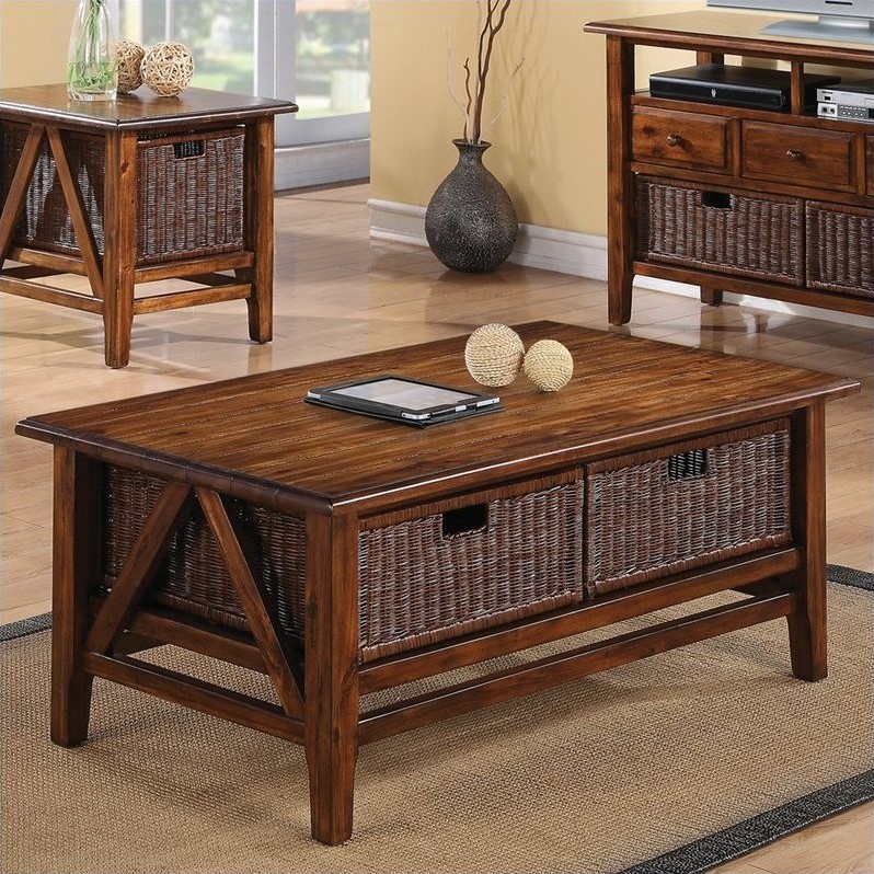 Dining table chairs wood weathered rectangular worn furniture riverside sets tables rooms aberdeen french trestle Riverside Furniture Claremont Rectangular Cocktail Table with 2 Baskets