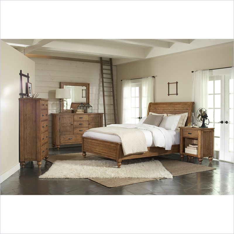 Summerhill Sleigh Storage Bed 6 Piece Bedroom Set in Canby Rustic Pine ...