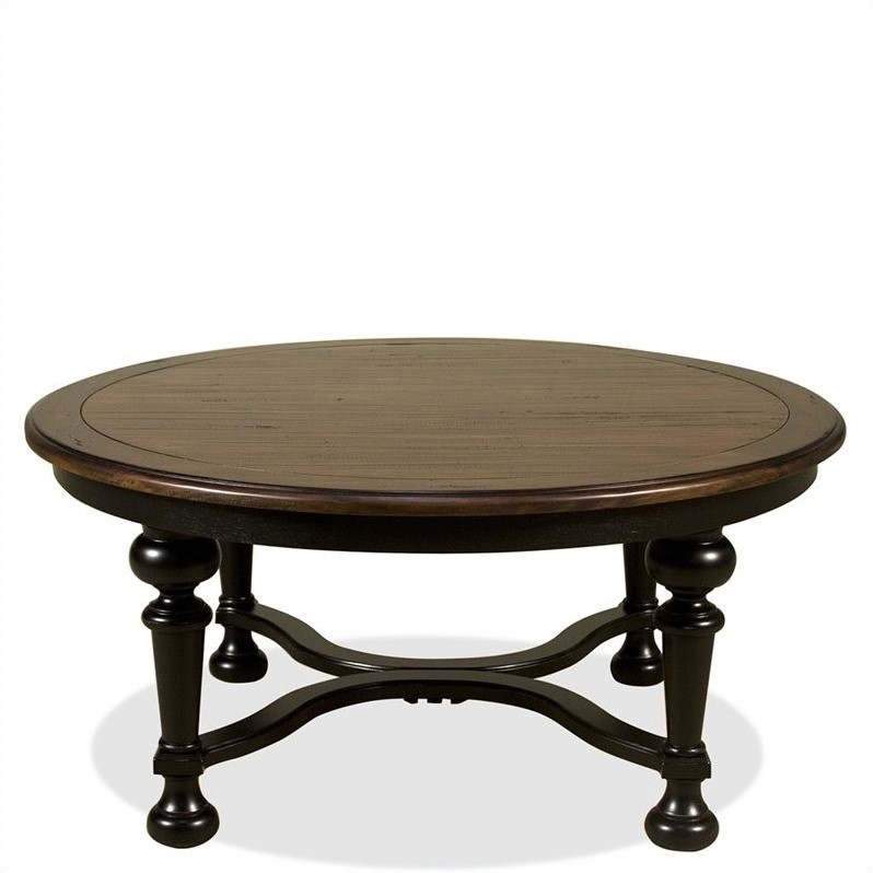 Riverside Furniture Williamsport Round Cocktail Table in Nutmeg/Kettle