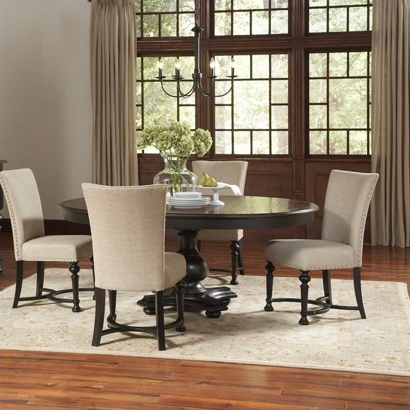 Riverside Furniture Williamsport 5 Piece Dining Table Set in Nutmeg ...