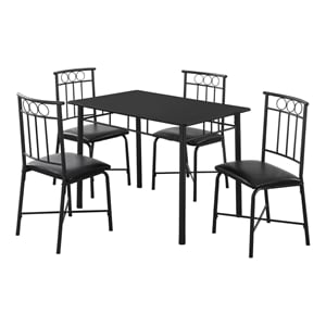Dining Table Set 5pcs Set Small 40&quot Rectangular Kitchen Metal Black