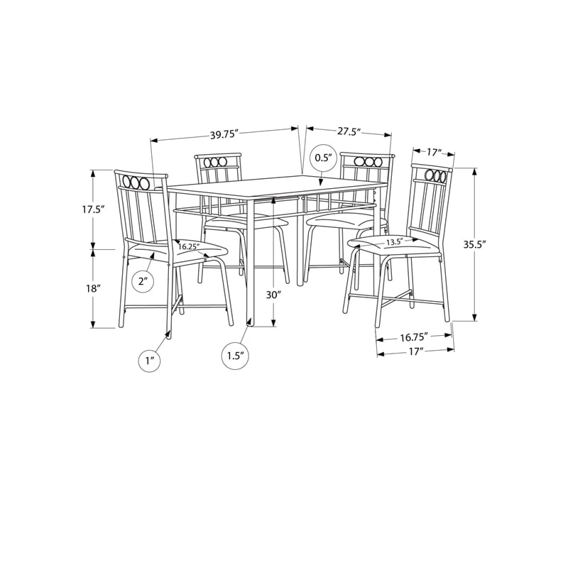 Dining Table Set 5pcs Set Small 40