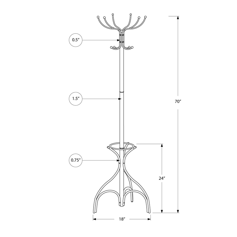 Coat Rack Hall Tree 12 Hooks Entryway 70