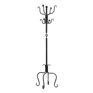 Coat Rack Hall Tree 8 Hooks Entryway 74&quotH Bedroom Metal Black
