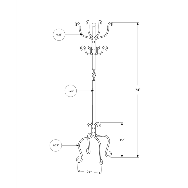 Coat Rack Hall Tree 8 Hooks Entryway 74