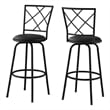 Bar Stool Set Of 2 Swivel Bar Height Metal Pu Leather Look Black