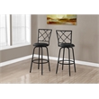 Bar Stool Set Of 2 Swivel Bar Height Metal Pu Leather Look Black