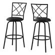 Bar Stool Set Of 2 Swivel Bar Height Metal Pu Leather Look Black
