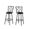 Bar Stool Set Of 2 Swivel Bar Height Metal Pu Leather Look Black