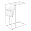 Accent Table C-shaped End Side Snack Bedroom Metal Pu Leather Look White