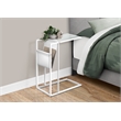 Accent Table C-shaped End Side Snack Bedroom Metal Pu Leather Look White