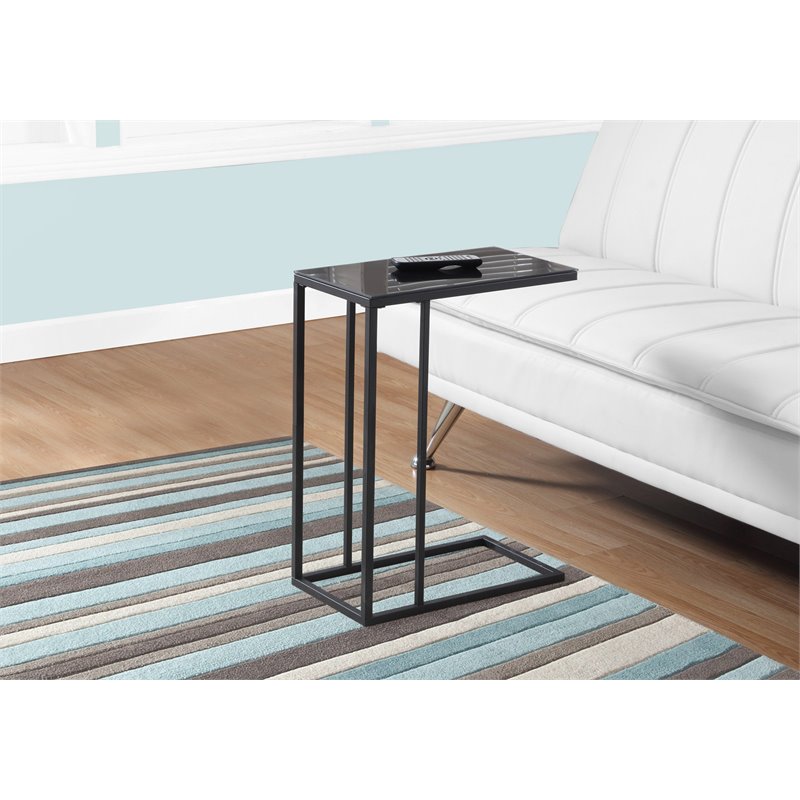 Accent Table C-shaped End Side Snack Living Room Bedroom Metal Black