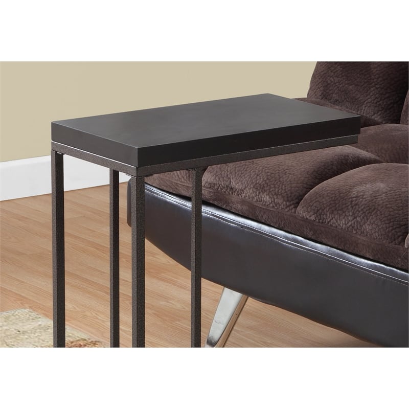 Accent Table C-shaped End Side Snack Living Room Bedroom Metal Brown