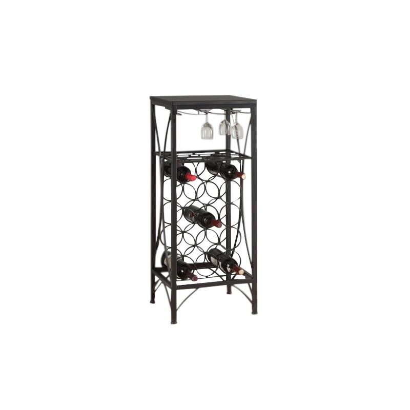 Home Bar Wine Rack Metal Black Black Transitional
