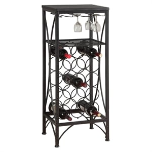Home Bar Wine Rack Metal Black Black Transitional