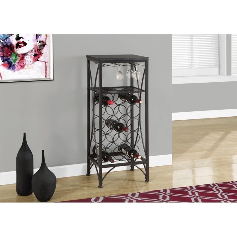 Home Bar Wine Rack Metal Black Black Transitional