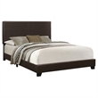 Bed Queen Size Platform Bedroom Frame Upholstered Pu Leather Look Brown