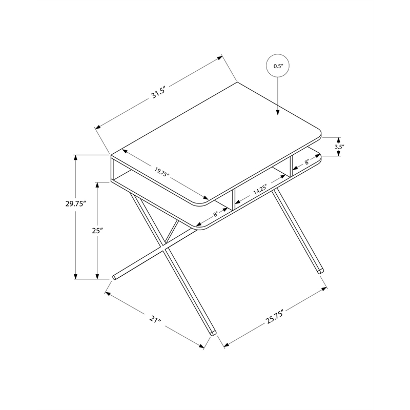 Computer Desk Home Office Laptop Storage Shelves 31
