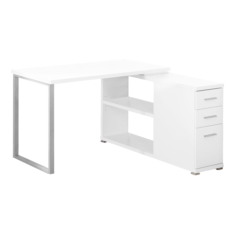 Computer Desk Home Office Corner L Shape Work Laptop Metal White