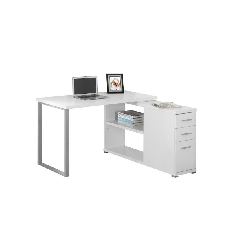 Computer Desk Home Office Corner L Shape Work Laptop Metal White