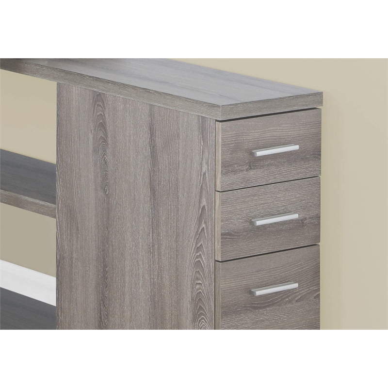 Computer Desk Home Office Corner L Shape Work Laptop Metal Brown
