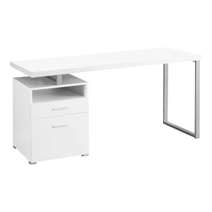Computer Desk Home Office Laptop Storage Drawers 60&quotL Work Metal White