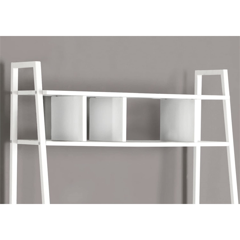 Computer Desk Home Office Laptop Leaning Storage Shelves Work Metal White