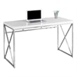 Computer Desk Home Office Laptop Work Metal Laminate Glossy White Chrome