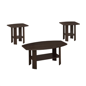 Table Set 3pcs Set Coffee End Side Wood Accent Table Laminate Espresso Brown