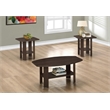 Table Set 3pcs Set Coffee End Side Wood Accent Table Laminate Espresso Brown