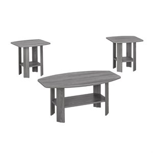 monarch 3 piece modern rounded top wooden coffee table set