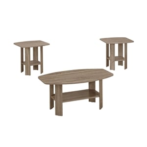 Table Set 3pcs Set Coffee End Side Accent Living Room Laminate Brown