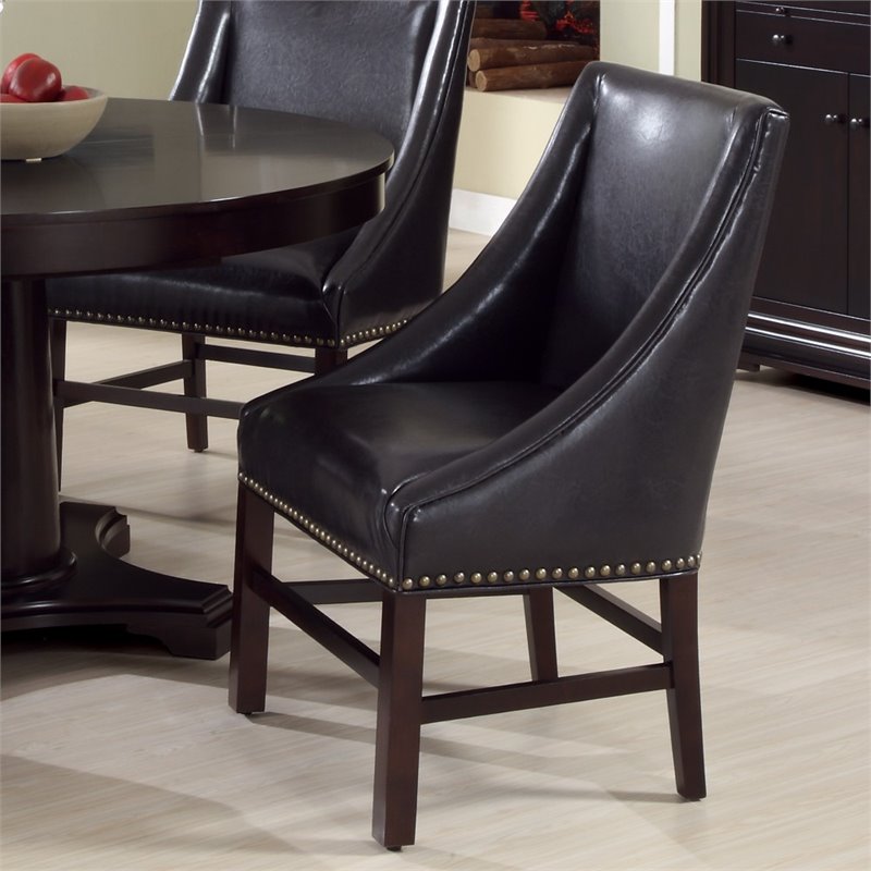 2 Piece Leather Dining Chair in Dark Brown I 1716